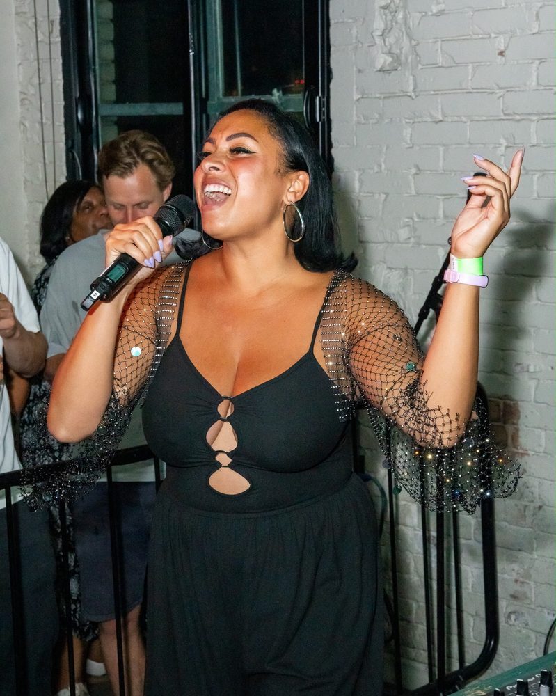 Tania Foster belting it out at Night Tales Loft